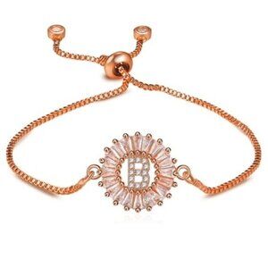 Letter "B" Initial Letter Rose Gold Bracelet